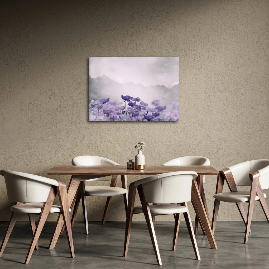 Obraz - Fioletowe kwiaty w górach (70x50 cm)