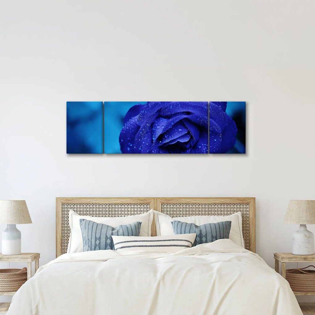 Obraz niebieskiej róży (170x50 cm)
