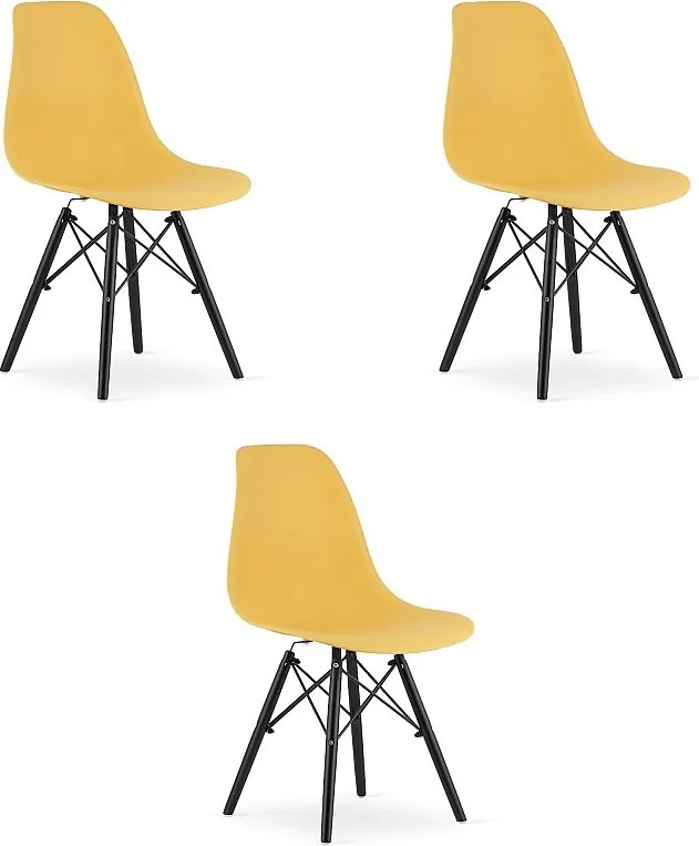 Krzesło Valora OSAKA z nogami w kolorze musztardowym do salonu x3