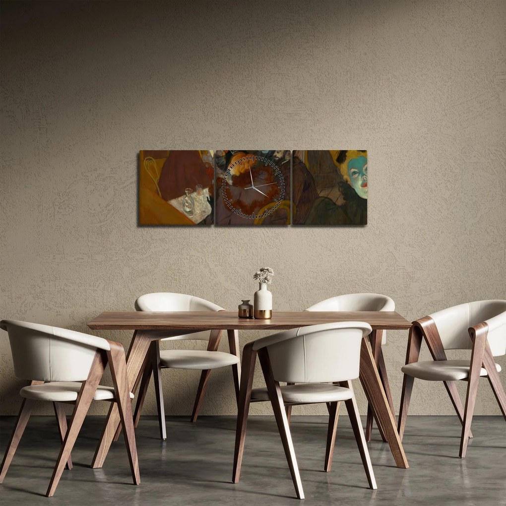 Obraz - Henri de Toulouse-Lautrec, At the Moulin Rouge, reprodukcje (z zegarem) (90x30 cm)