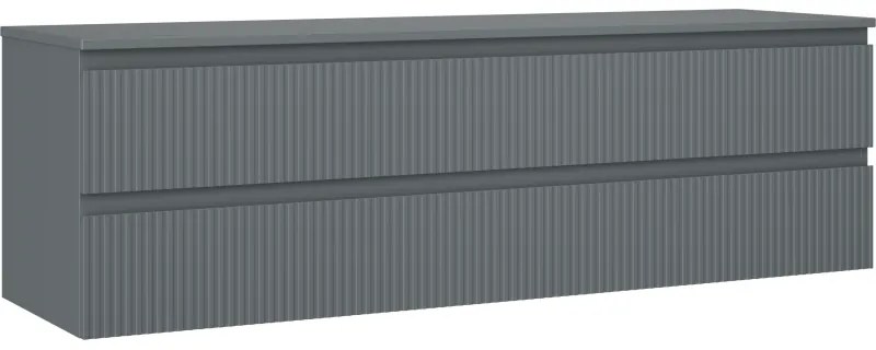Mexen Rivel szafka łazienkowa podumywalkowa 160 cm z blatem, 2 szuflady, ryflowana , grafit mat - 91A20-16047-2-BFFC66