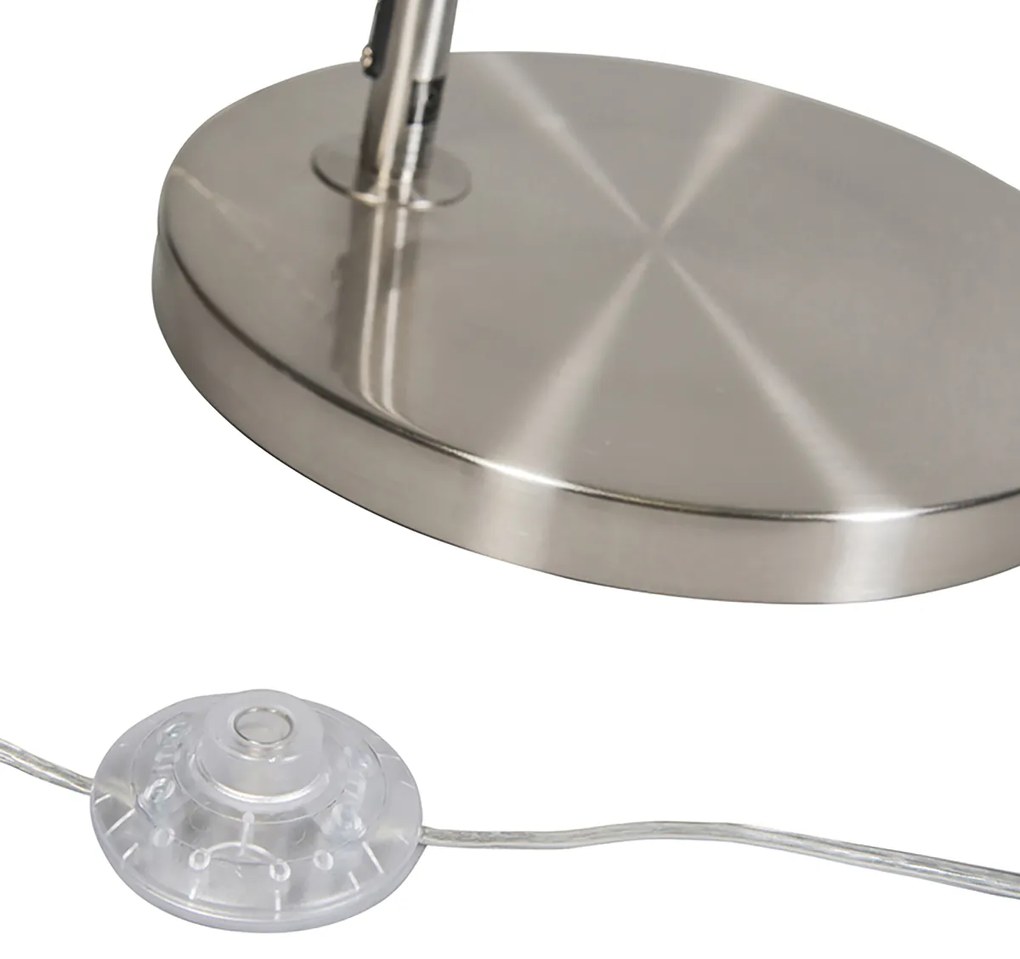 Luk Inteligentna lampa łukowa stalowa z białym abażurem z tkaniny w tym Wi-Fi A60 - Arc Basic Nowoczesny Oswietlenie wewnetrzne