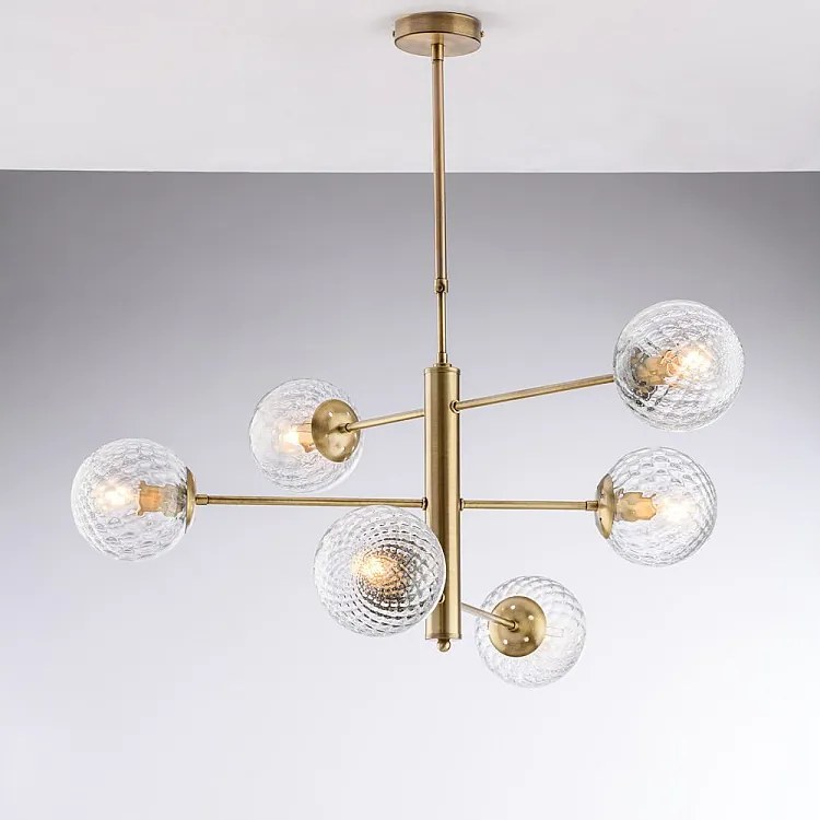Lampa wisząca Demetra z brązowanego żelaza szczotkowanego, 6 świateł X 97 Ø73 BL279-6-BRZ