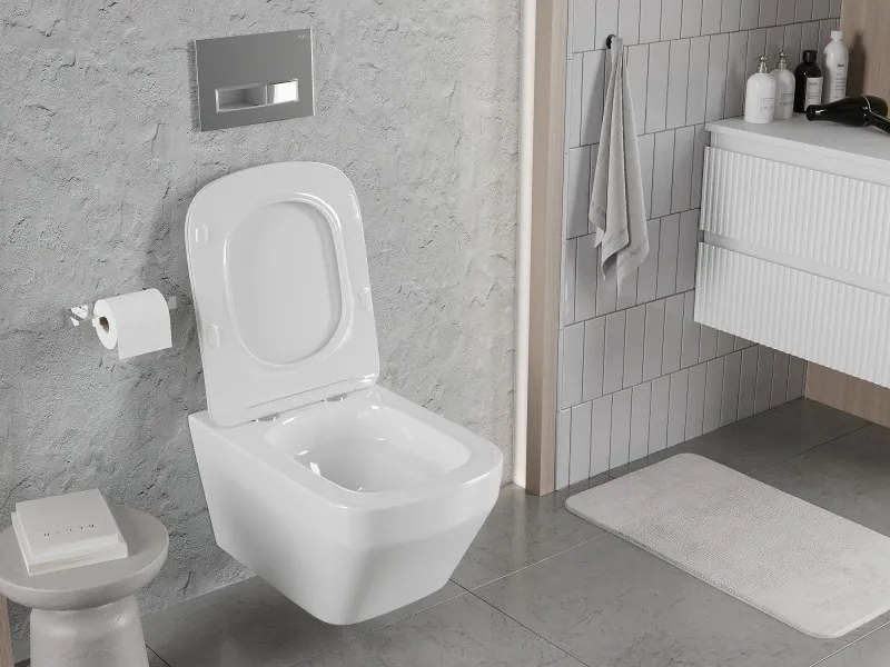 Mexen Riva miska wc Rimless Tornado z deską wolnoopadającą slim, duroplast, biała połysk - 30630200T