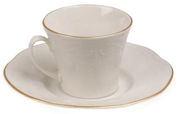Zestaw 6 porcelanowych filiżanek na kawę ze spodkami Stitched