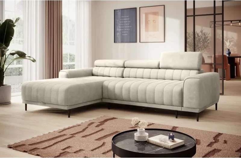 Narożnik CALDO S/MINI Lewostronny z funkcją spania wolnostojący w tkaninie RUN AGAIN 01 WERSAL