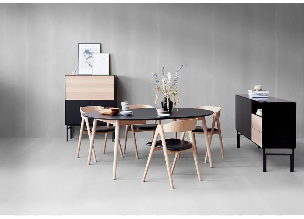 Okrągły rozkładany stół z dodatkowym czarnym blatem ø 135 cm Meza – Hammel Furniture
