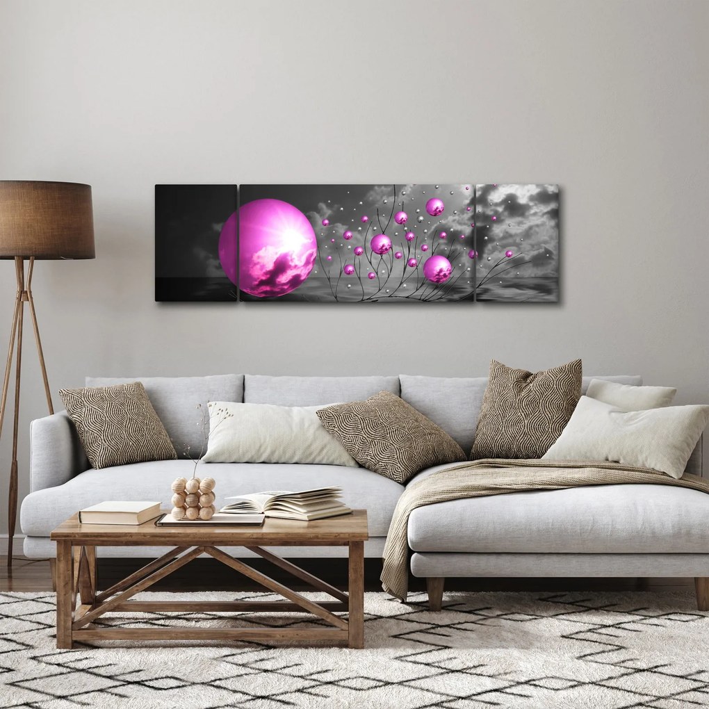 Obraz różowych kul (170x50 cm)