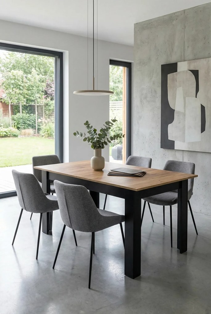 Rozkładany stół 120x80 dąb craft + czarny H1-N18