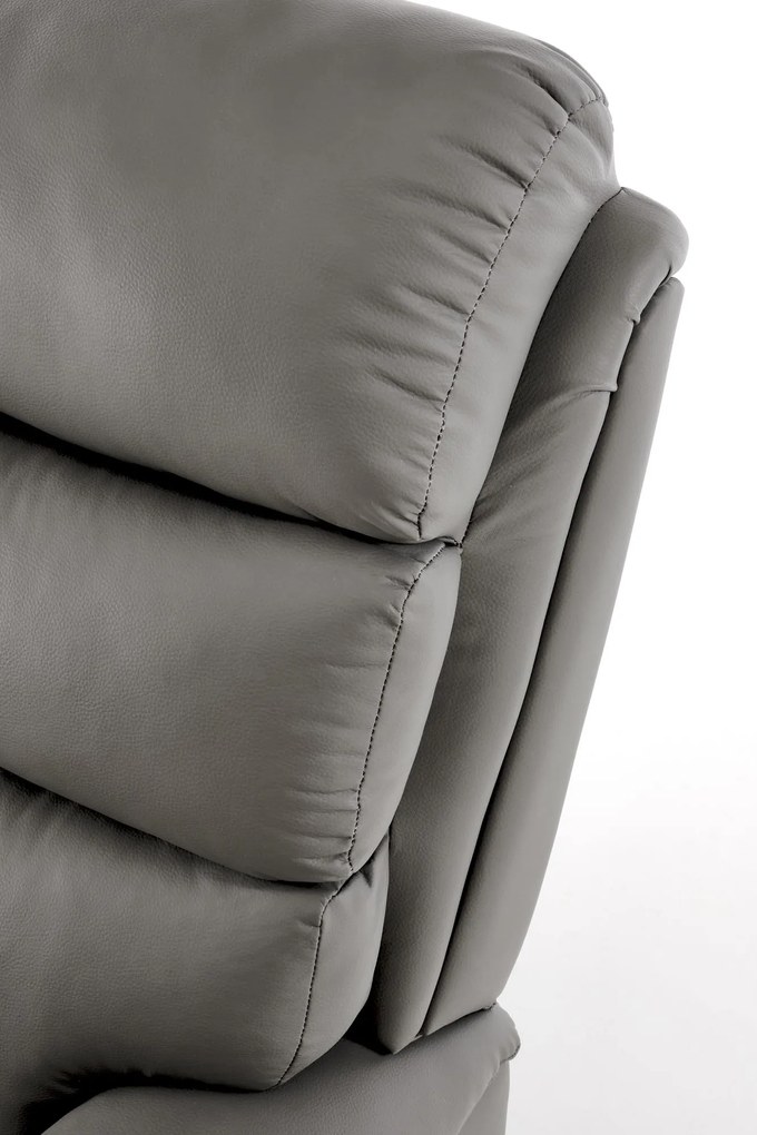 Fotel do salonu wypoczynkowy popielaty, rozkładany eco skóra PERUS