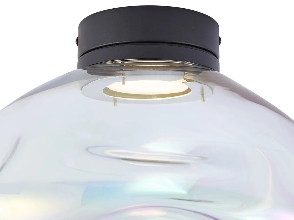 Designerska lampa sufitowa czarna z tęczowym szkłem - GemmaDesignerski Oswietlenie wewnetrzne