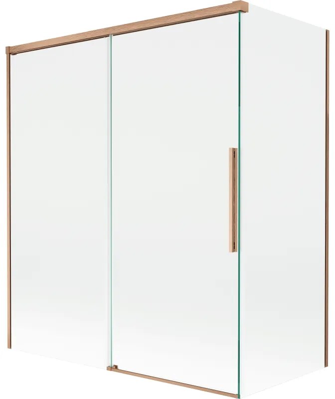 Mexen Rox parawan nawannowy 2-skrzydłowy rozsuwany 140 + 70 x 150 cm, transparent, miedż szczotkowana - 8C9-140-070-65-00