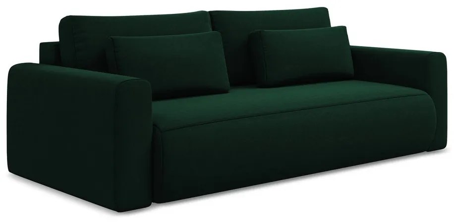 Zielona aksamitna rozkładana/ze schowkiem sofa 238 cm Kapua – Makamii