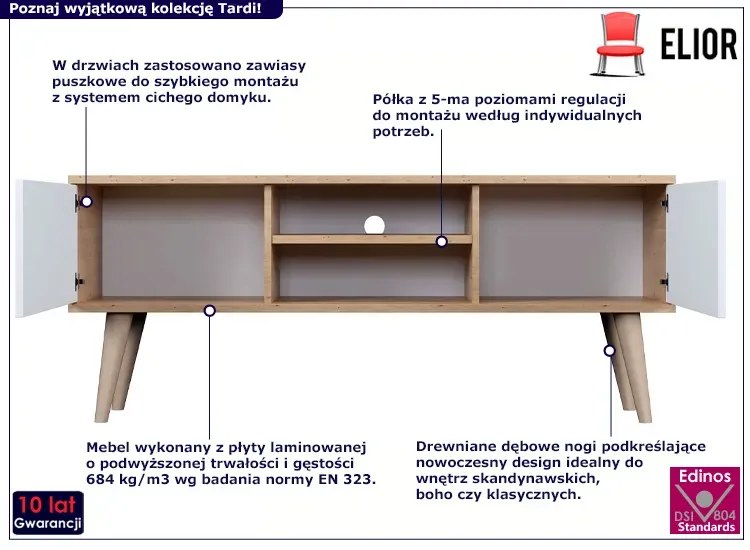 Skandynawska szafka pod telewizor dąb artisan + biały - Dubby 4X 120 cm