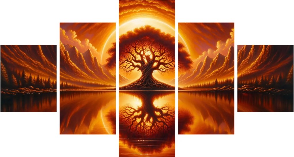Obraz – Drzewo w krwawym słońcu (125x70 cm)