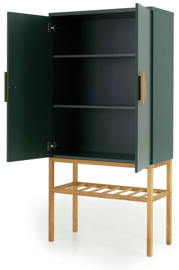 Zielona komoda z nogami z drewna dębowego Tento Scoop, wys. 162 cm