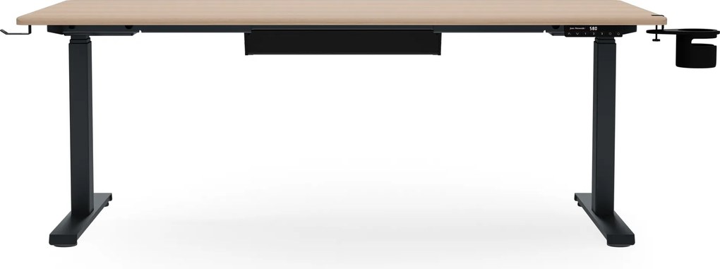 Biurko elektryczne z regulacją wysokości ergonomiczne antracytowe/dąb sonoma,1600x800 mm: ARIA