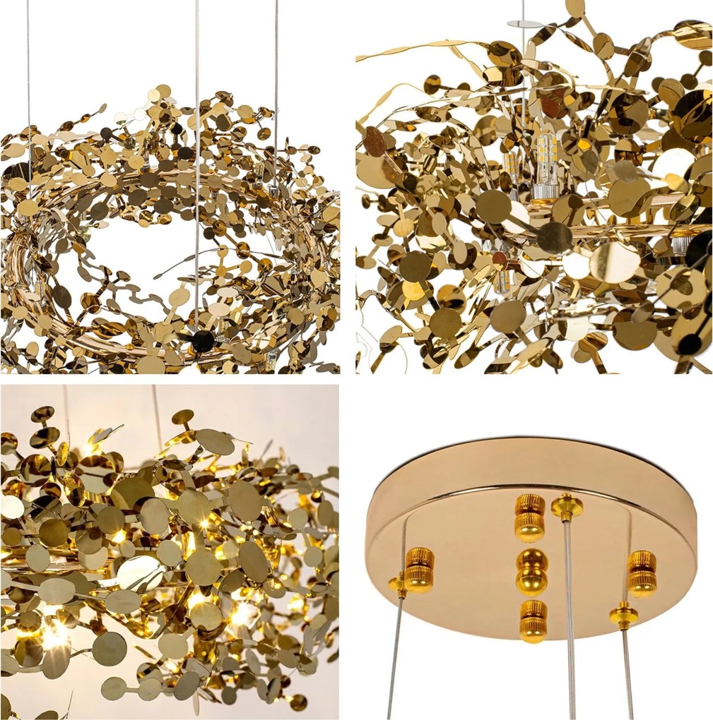 Designerska lampa wisząca Monete 60, złota