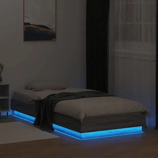 Łóżko z oświetleniem LED szary dąb 90x200 T7-D86