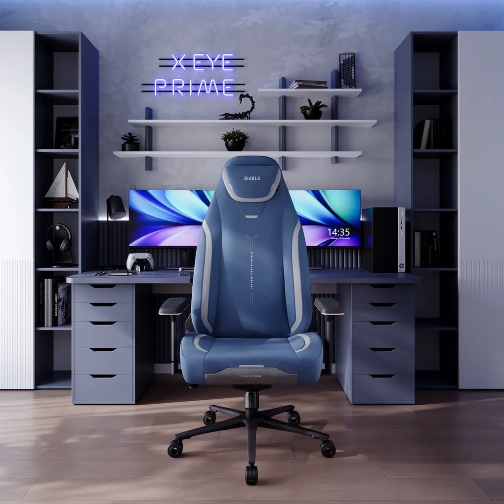 Fotel gamingowy materiałowy Diablo X-Eye Prime Normal Size, Meta Ocean