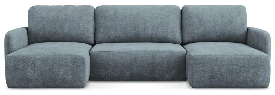 Szaroniebieski narożnik rozkładany z tkaniny szenilowej ze schowkiem (w kształcie litery U) Lilo – Makamii