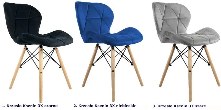 Czarne welurowe krzesło nowoczesne do salonu - Telix 3X