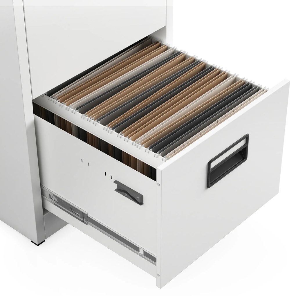 Szafa kartotekowa metalowa z 4 szufladami biała, 460x1320x620 mm: SARA