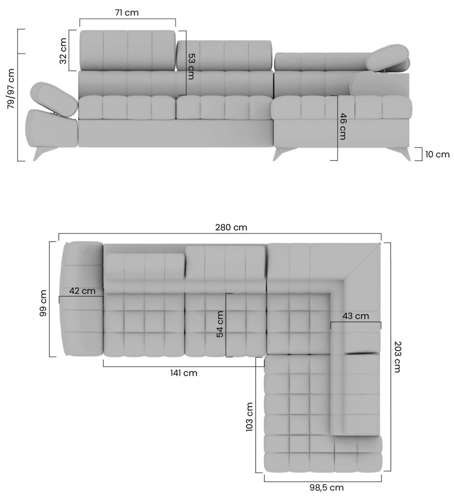 Narożnik prawostronny Valoris L z funkcją spania - grafitowy welur hydrofobowy Zetta 305