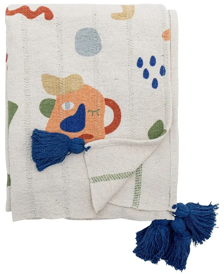 Kremowy koc dziecięcy z bawełny z recyklingu 130x160 cm Sylvie – Bloomingville Mini