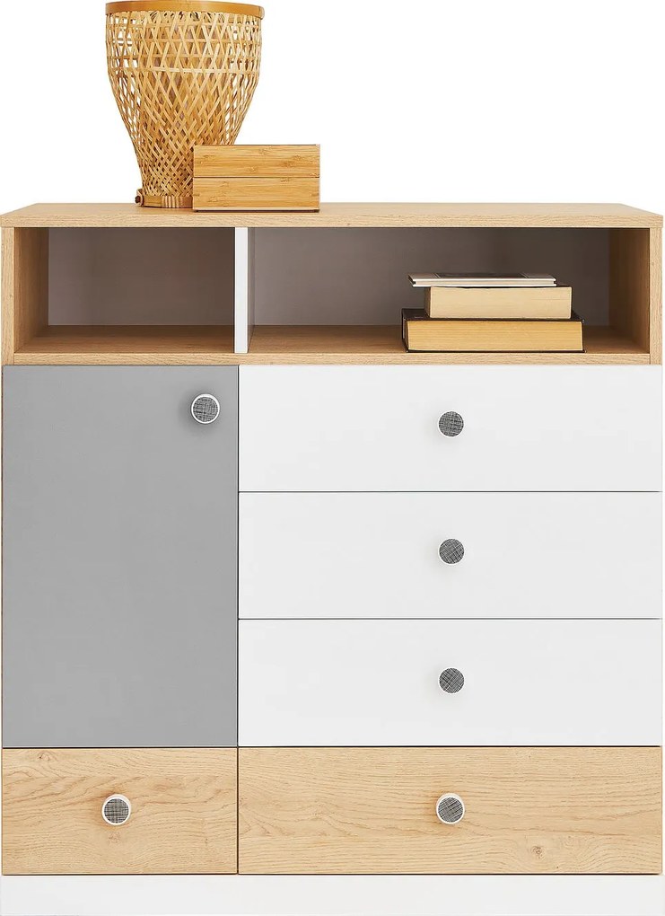 Komoda BRERA 85 cm do Salonu Sypialni 5 Szuflad Dąb