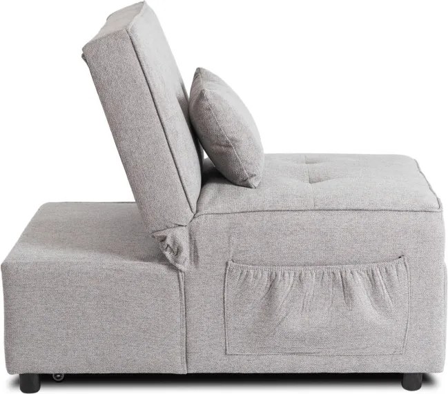 Fotel Wypoczynkowy Rozkładany IBERIS 80 cm Szary Tapicerowany Nowoczesny