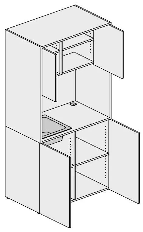 PLAN Kuchnia biurowa NIKA ze zlewem i kranem 1000 x 600 x 2000 mm, grafit, lewo