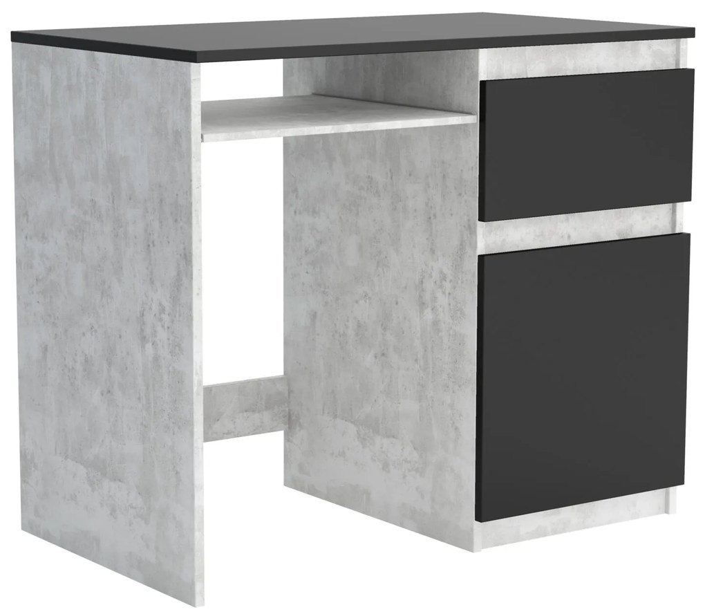 Biurko komputerowe młodzieżowe szkolne 90 cm REMI1 Beton/Czarny