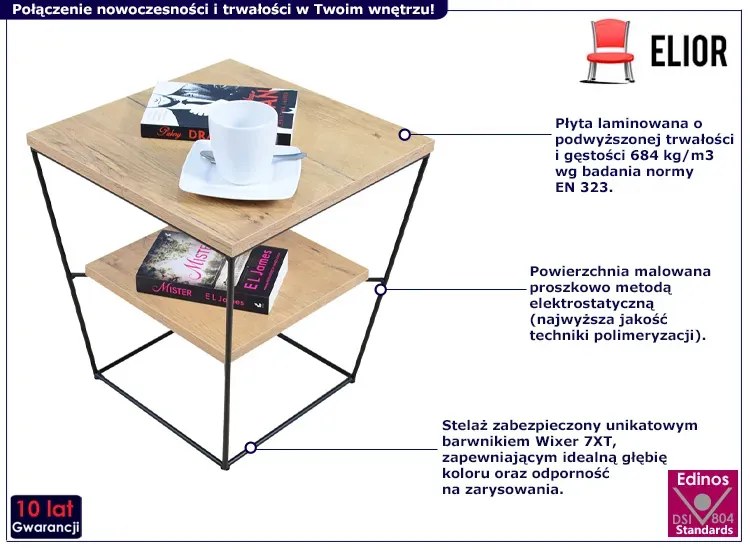 Industrialny stolik kawowy dąb lancelot - Arakin 4X