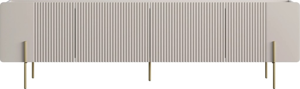 Szafka RTV Malmi 200 cm - kaszmir / crema bianca / złote nóżki
