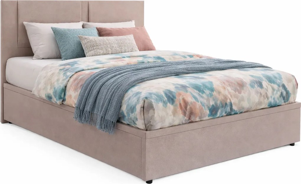 Beżowe łóżko tapicerowane z podnoszonym stelażem B0-G82