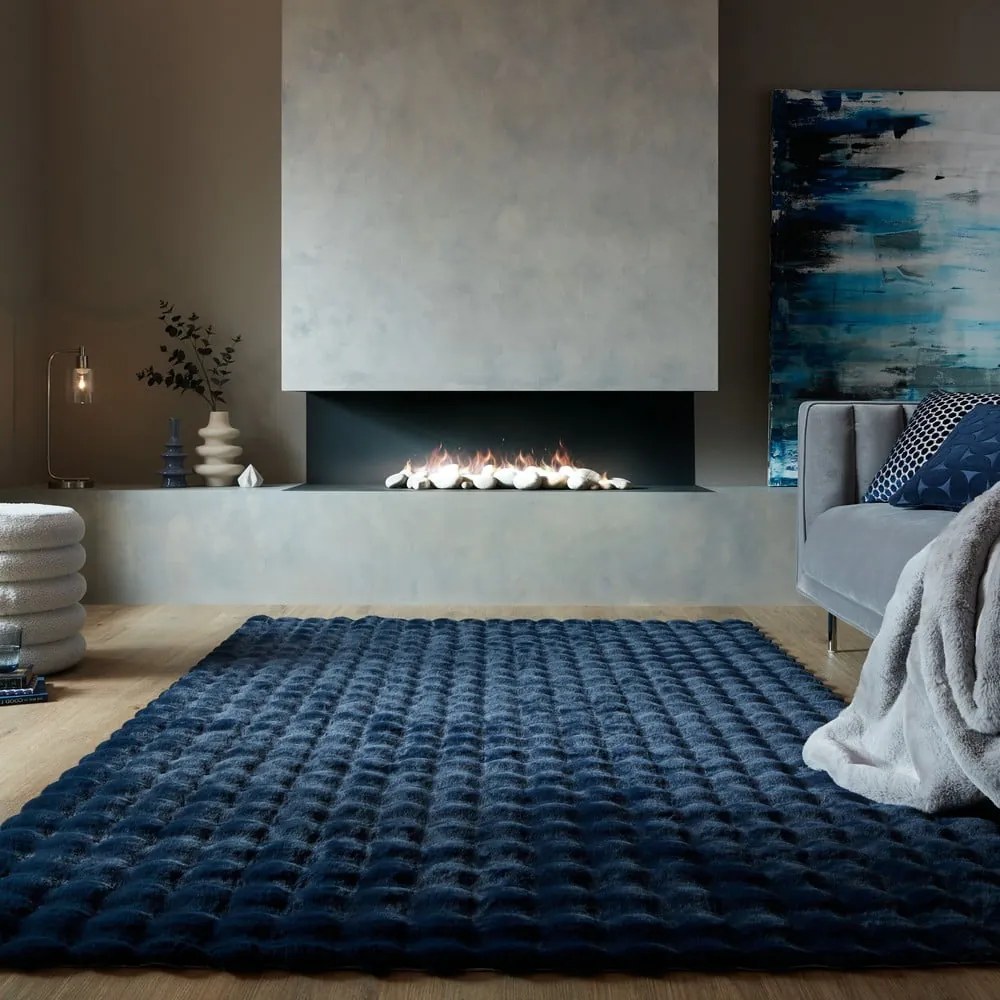 Ciemnoniebieska syntetyczna skóra 120x170 cm Waffle Faux Fur – Flair Rugs
