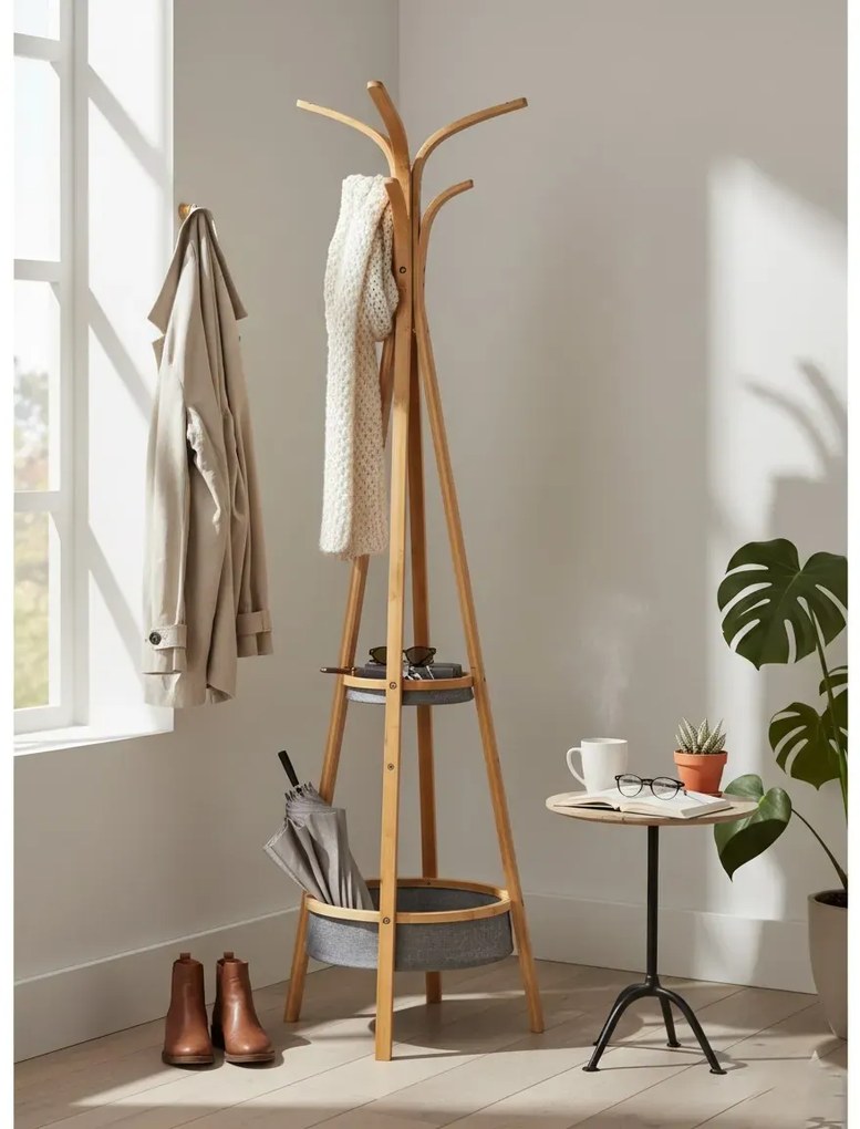 Bambusowy wieszak stojący T5-P14