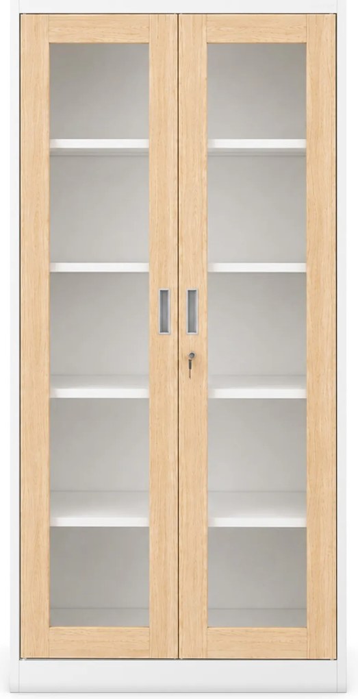 Przeszklona szafa medyczna Eco Design Amelia, 90x40x185 cm, biały/dąb sonoma
