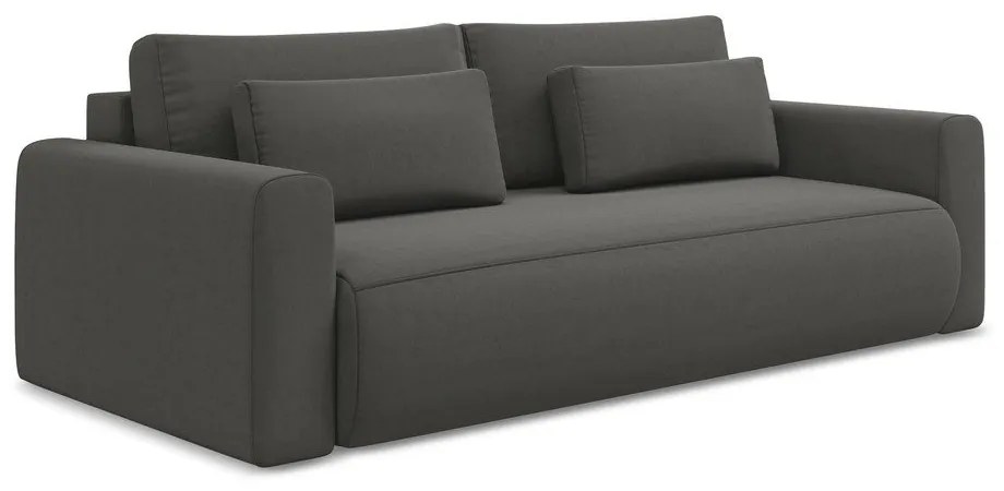 Ciemnoszara aksamitna rozkładana/ze schowkiem sofa 238 cm Kapua – Makamii