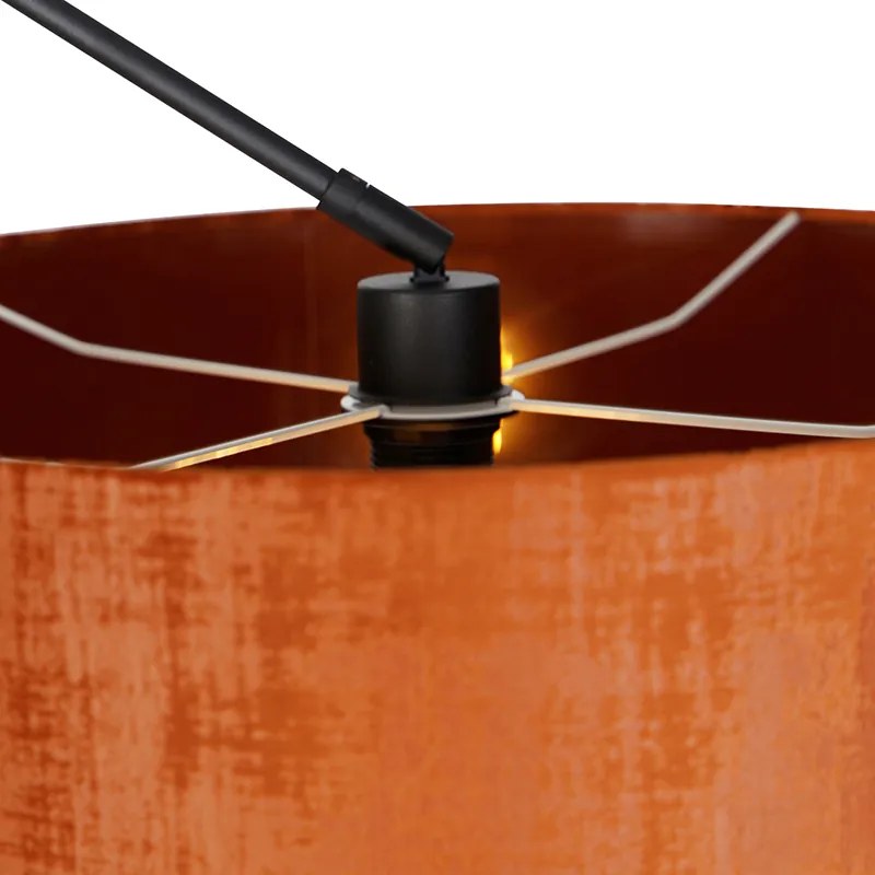 Nowoczesna lampa podłogowa czarna z pomarańczowym kloszem 50 cm - Editor Nowoczesny Oswietlenie wewnetrzne