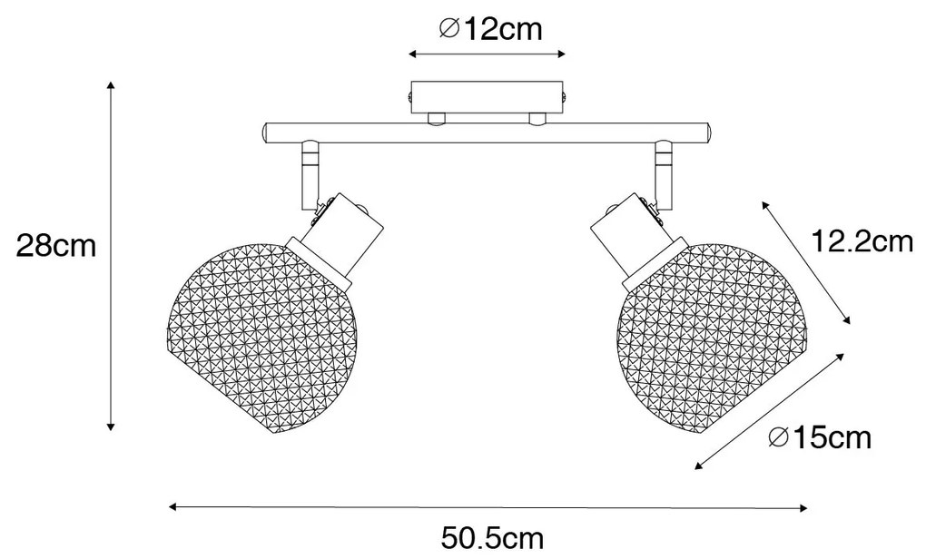 Designerski reflektor czarny z dymionym szkłem 2-światła - Chico