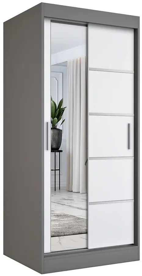 Szafa przesuwna w kolorze antracyt + biały M4-N18