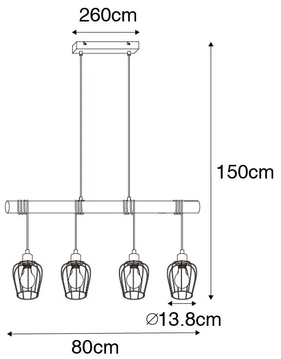 Inteligentna lampa wisząca czarna z drewnem, w tym 4 WiFi A60 - Stronk Rustykalny / Vintage Oswietlenie wewnetrzne