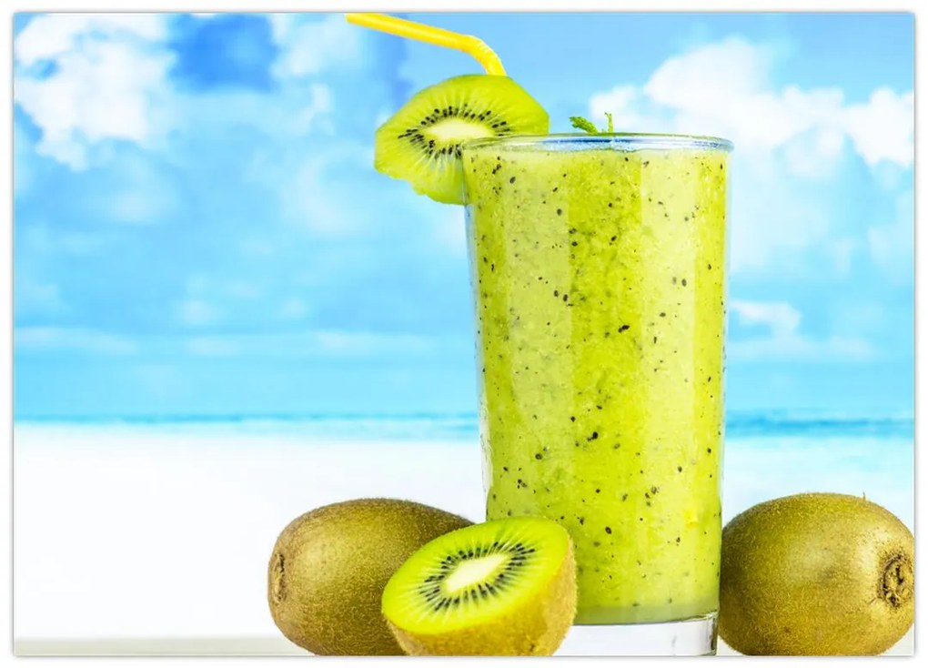 Obraz na szkle - smoothie z kiwi (70x50 cm)