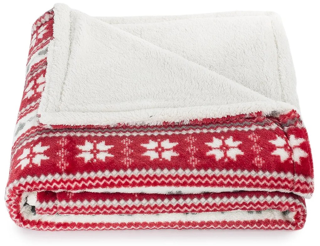 4Home Koc z barankiem Zimowy sen czerwony, 150 x 200 cm