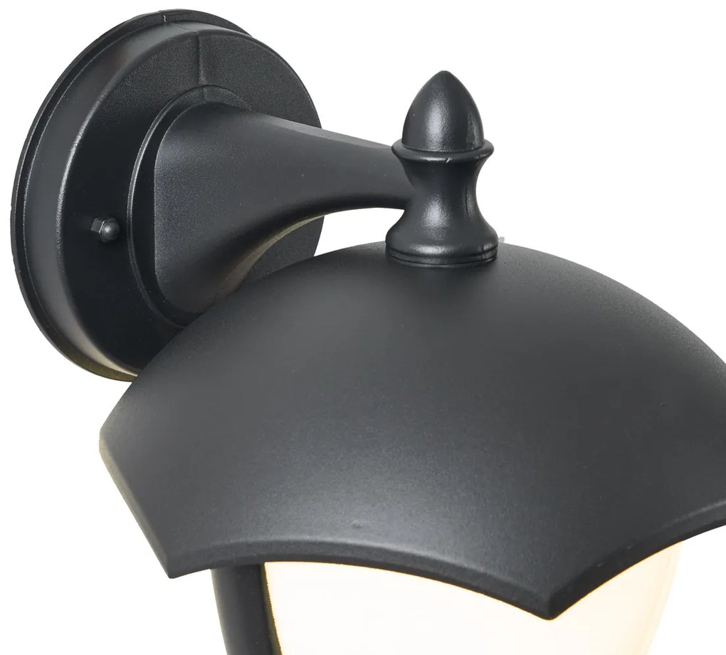Zewnetrzna Inteligentna zewnętrzna lampa ścienna czarna z opalowym szkłem, w tym LED IP54 - Classica klasyczny/Antyczny Oswietlenie zewnetrzne
