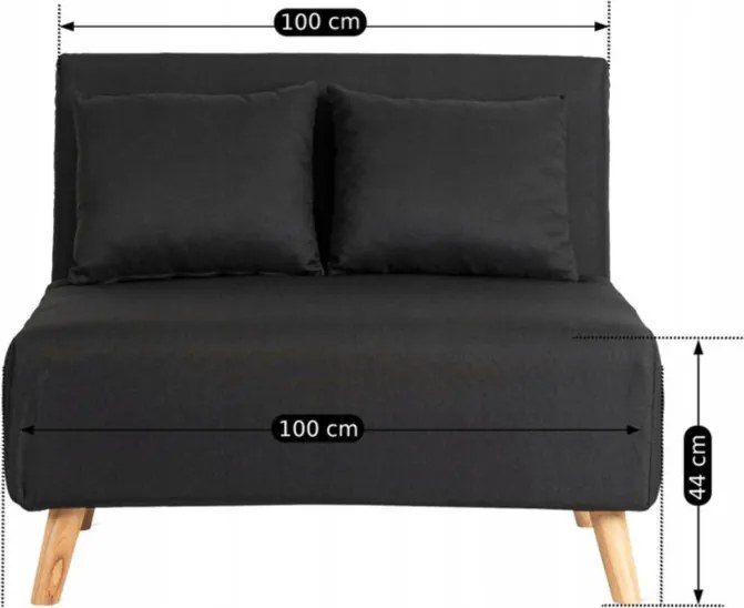 Fotel Rozkładany Leżanka Wypoczynkowy MARRY 2 do Spania Czarny