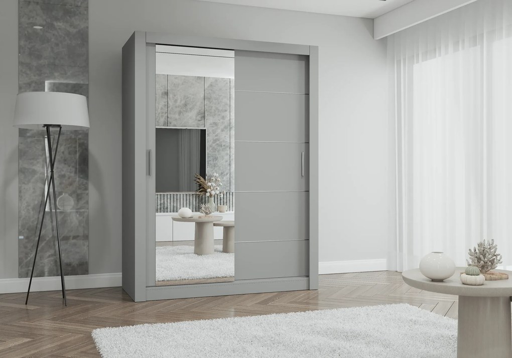 Szafa przesuwna LYON z lustrem 150 cm szary