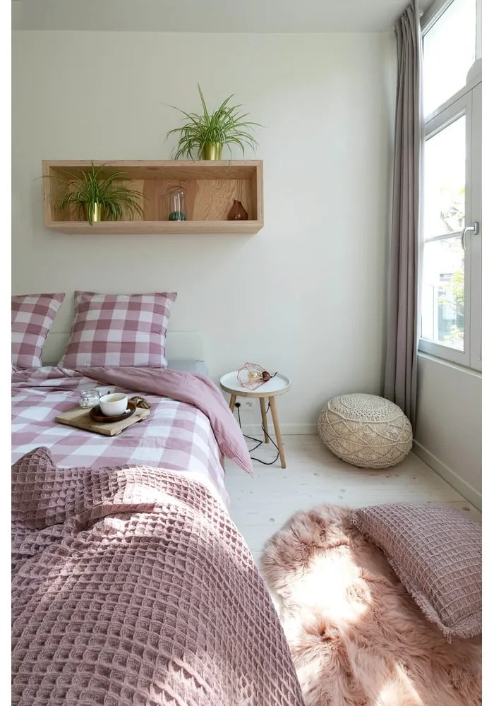 Różowy bawełniany koc Tiseco Home Studio Waffle, 130x170 cm